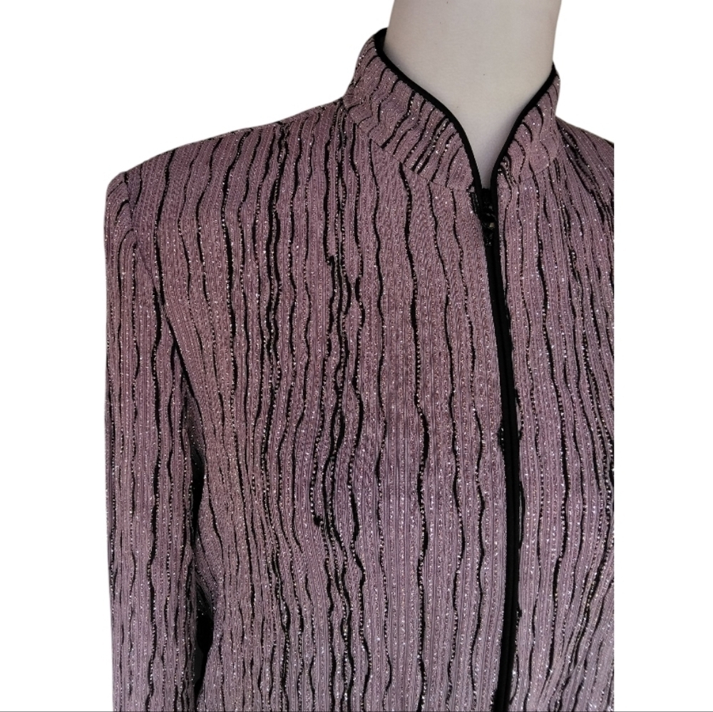 Alex Evenings Sparkly Mauve & Black Floor Length Dress 2 Piece Set Size 10 Nwt — image 4 of 8